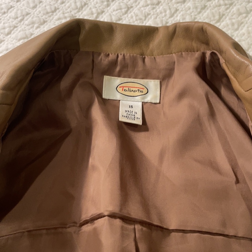 Talbots Camel Leather Buttoned Jacket - image 5